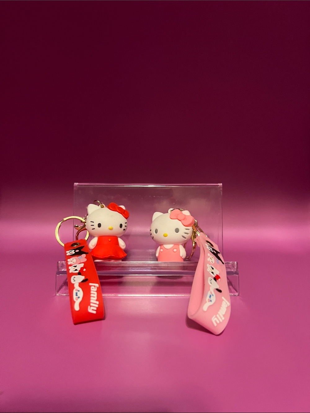 Hello Kitty Red & Pink Twin Keychain Set
